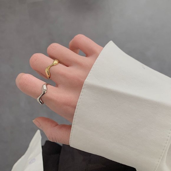 Wave Ring, Sterling Silver Ring, Silver Stacking Ring, Simple Gold Ring - Picture 4 of 7
